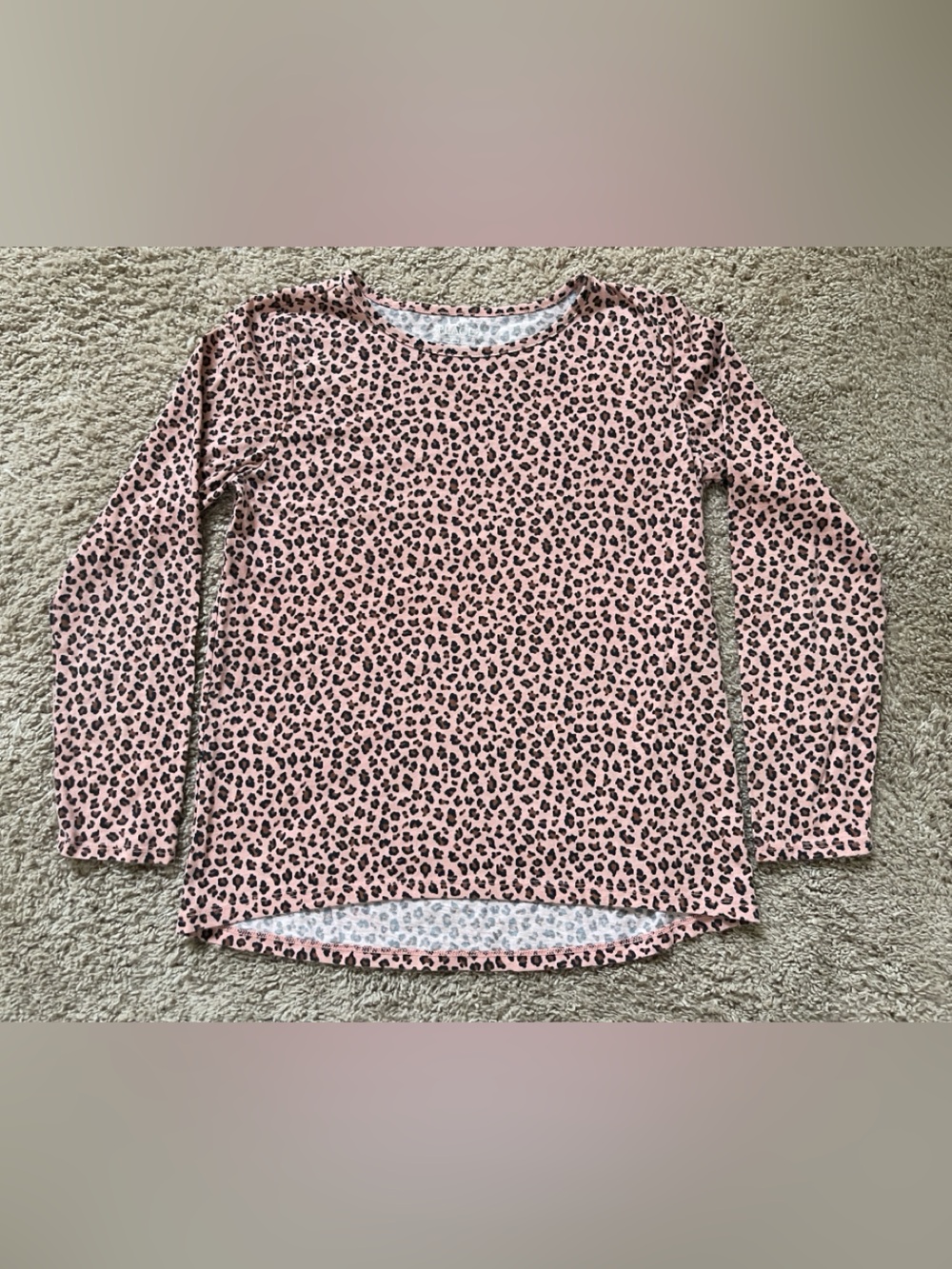 The Children’s Place Pink Leopard print crew neck long sleeve top XXL/16